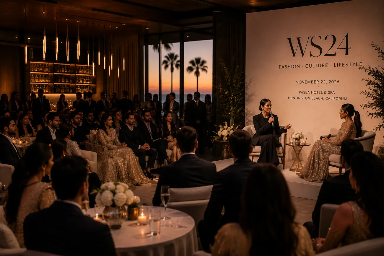 Visual concept of a WS24 conversation on stage at sunset